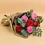 3 Pink 3 Red Roses Love Bouquet For Valentines