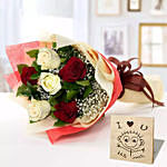 Red N White Roses With I Love You Table Top