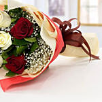 Red N White Valentine Roses Bouquet