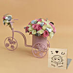 Floral Arrangement In a Bicycle For Valentine With Table Top