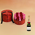 Roses Love Box For Valentine With Moet Champagne