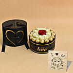 Roses with Chocolate In Black Love Box And Table Top