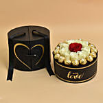 Roses with Chocolate In Black Love Box And Table Top
