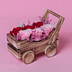 Preserved Roses Arrangment In a Cart