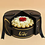 Lovely Roses with Chocolate In Black Love Box