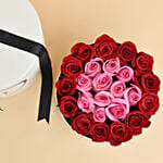 Pink & Red Roses In White Love Box For Valentine