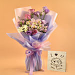 Mixed Flowers & Ferrero Rocher Bouquet With I Love You Table Top For Love