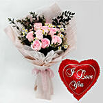 Titanic Rose Chamomile Bouquet With I Love You Balloon For Love