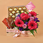 Flowers & Chocolates Wooden Crate Hamper for Women's Day