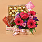 Flowers & Chocolates Wooden Crate Hamper for Women's Day