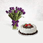 Black Forest Cake & Royal Purple Tulips