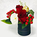 Box of Roses With Cake and Card