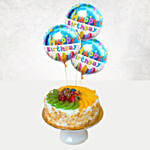 Fruit Cake With Birthday Balloons