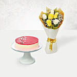 Happy Roses Posy & Raspberry Lychee Rose Cake