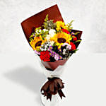 Mocha Cake and Beautiful Floral Bouquet