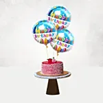 Mousse Cake With Birthday Balloons