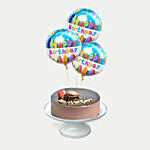Rich Chocolate Cake With Birthday Balloons