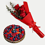 Roses Bouquet & Berry Tart Cake