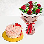 Roses Bouquet With Fairy Cake