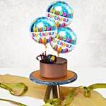 Tempting Chocolate Cake With Birthday Balloons