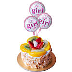 Fresh Fruit Cake With It's A Girl Balloons Set