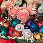 Flower With Bunny and Chocolates Basket for Easter