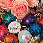 Flower With Bunny and Chocolates Basket for Easter