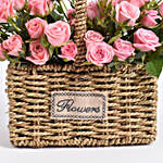 Pink Spray Rose in Small Basket