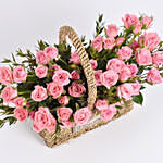Pink Spray Rose in Small Basket