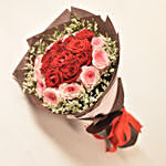 520 Vday Beauty Red N Pink Roses Bouquet