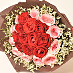 520 Vday Beauty Red N Pink Roses Bouquet
