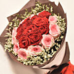 520 Vday Beauty Red N Pink Roses Bouquet