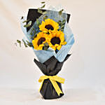 Bright Sunflower Bouquet With Fairy Cake
