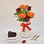 Gorgeous Arrangement With Chocolate Sliced Cake