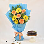 Lovable Gerbera Bouquet With Chocolate Cake