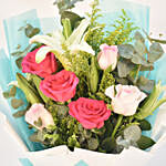 Lovely Rose Bouquet With I Love You Balloon