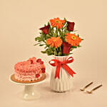 Adorable Flower Arrangement With Fairy Cake