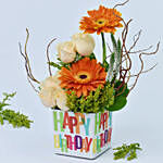 Gerbera and Roses Birthday Vase