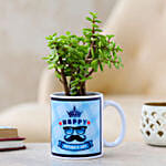 Jade Plant In Printed Mug For Dad