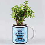 Jade Plant In Printed Mug For Dad