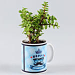 Jade Plant In Printed Mug For Dad