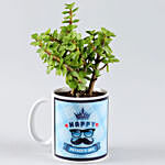 Jade Plant In Printed Mug For Dad