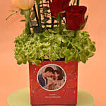 Adorable Roses In Square Personlised Glass Vase