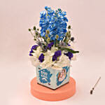 Charming Hydrangea In Square Personalised Glass vase