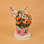 Tantalizing Mixed Flowers in Square peronalised Glass vase