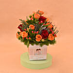 Tempting Roses In Square Personlised Glass Vase