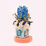 Charming Hydrangea In Square Personalised Glass vase