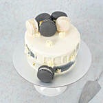 Grey and White Macarons Black Chocolate Cake 8 inch