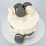 Grey and White Macarons Nutella Cake 8 inch