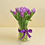 Purple Tulip Arrangement With Mini Cheesecake